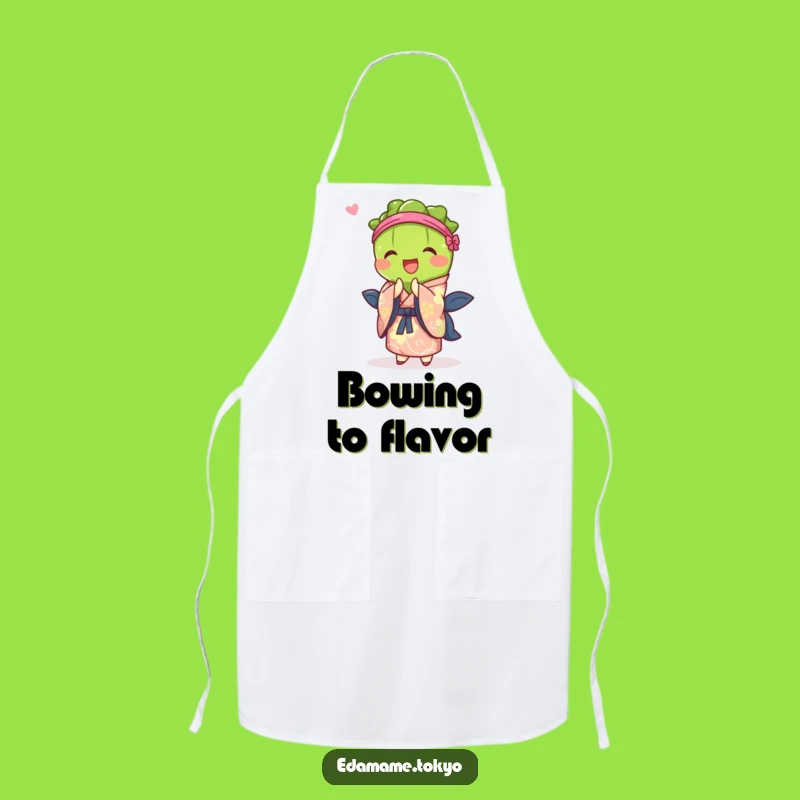Funny Edamame Apron: Vibrant Kimono Bow - Kitchen Essential Gift