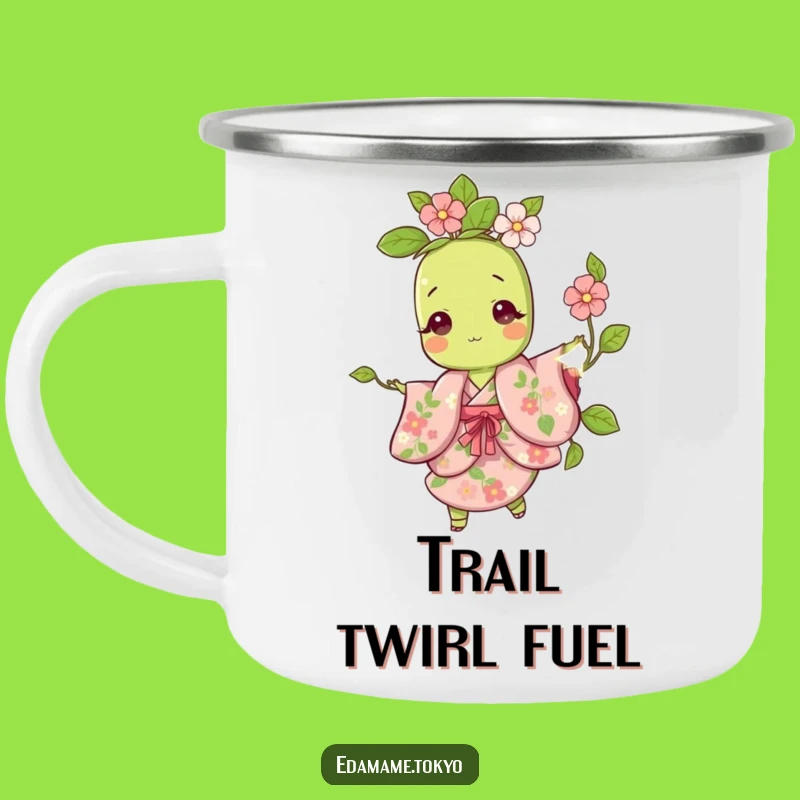 Funny Edamame Camping Mug: Floral Kimono Twirl - Outdoor Gift