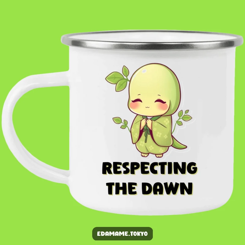 Funny Edamame Camping Mug: Green Kimono Bow, Elegant Outdoor Style, Gift