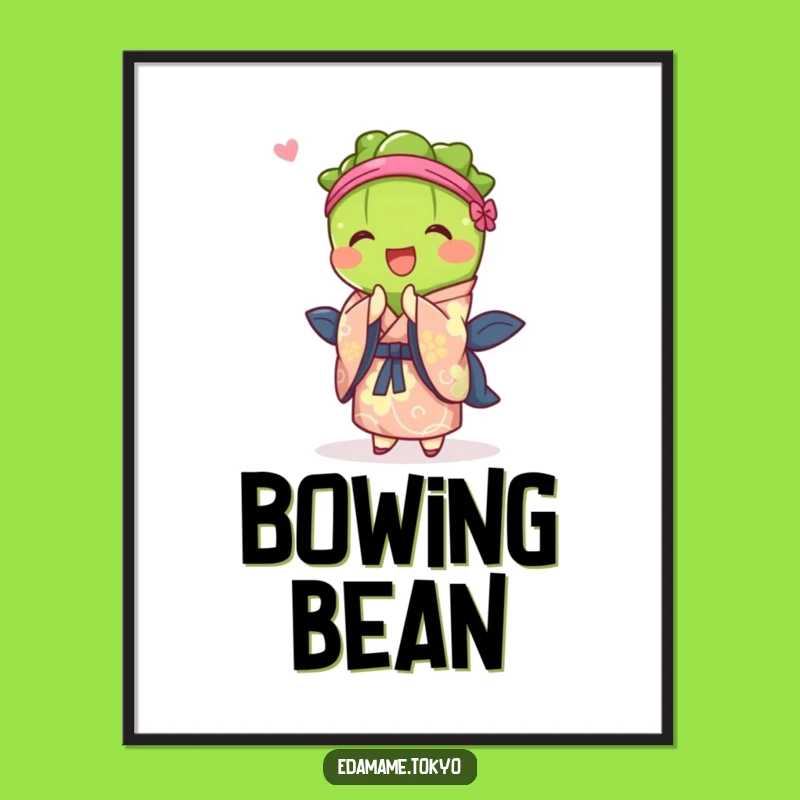 Funny Edamame Digital Art: Vibrant Kimono Bow - Instant Download Gift