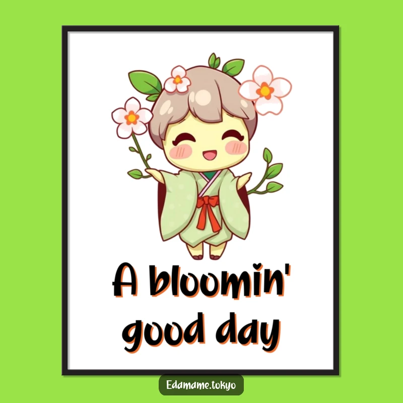 Funny Edamame Digital Art: Kimono Blossom Offer - Instant Gift