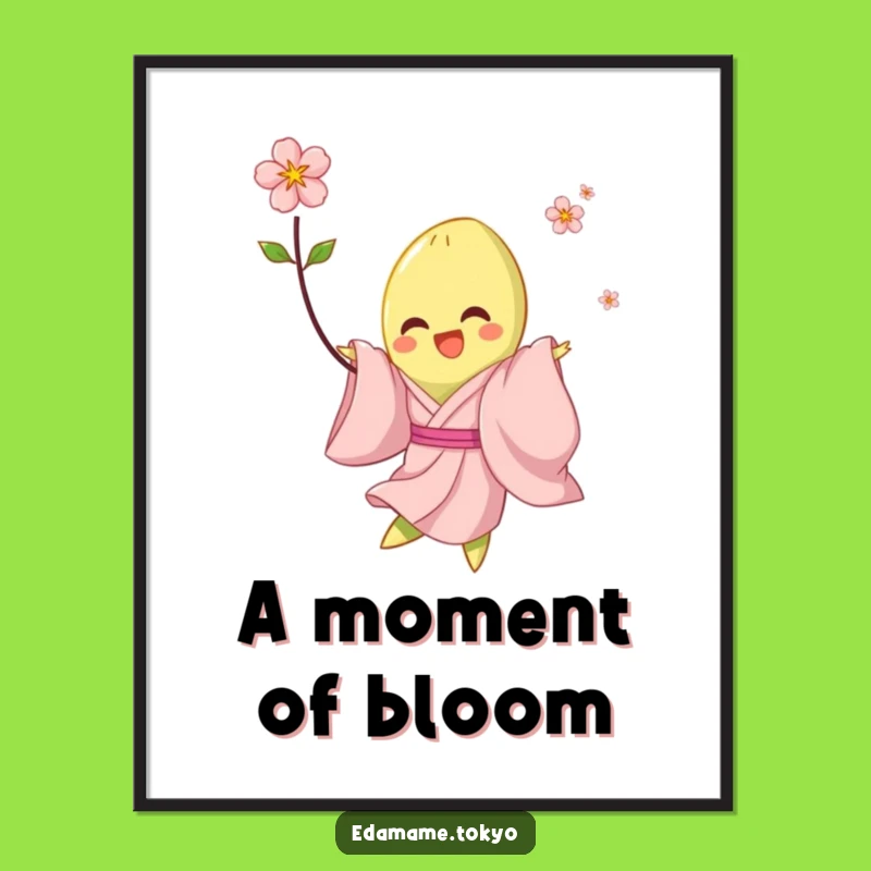 Funny Edamame Digital Art: Pink Kimono Twirl Blossom Print, Perfect Wall Decor Gift