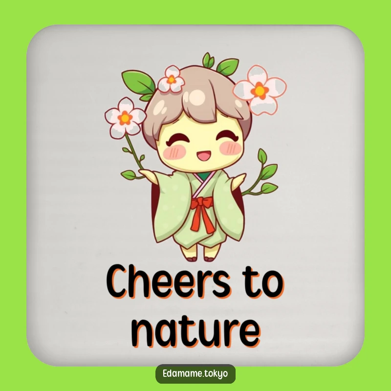 Funny Edamame Coaster: Kimono Blossom Offer - Drink Gift