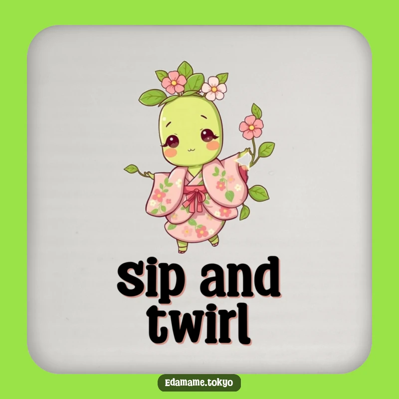 Funny Edamame Coaster: Floral Kimono Twirl - Drink Gift