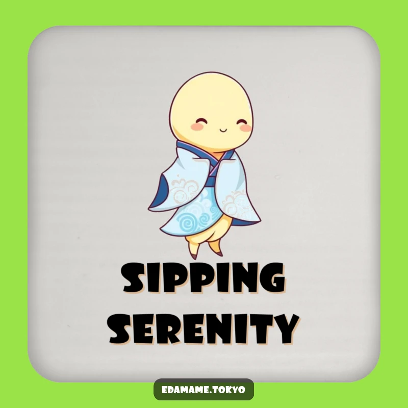 Funny Edamame Kimono Drink Coaster - Protect Surfaces with Peace, Unique Funny Gift