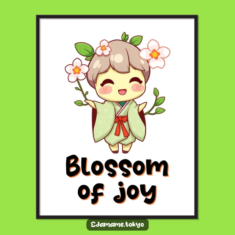 Funny Edamame Poster: Kimono Blossom Offer - Art Print Gift