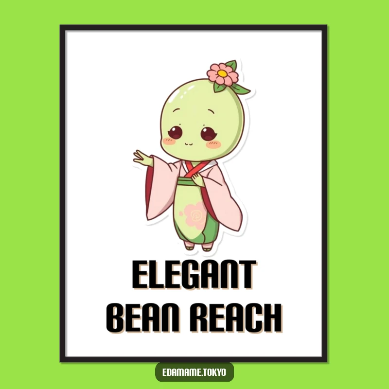 Funny Edamame Poster: Elegant Kimono Hand - Art Print Gift