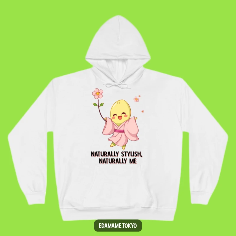 Cozy Funny Edamame Hoodie: Pink Kimono Twirl, Joyful Blossom Warmth, Great Gift