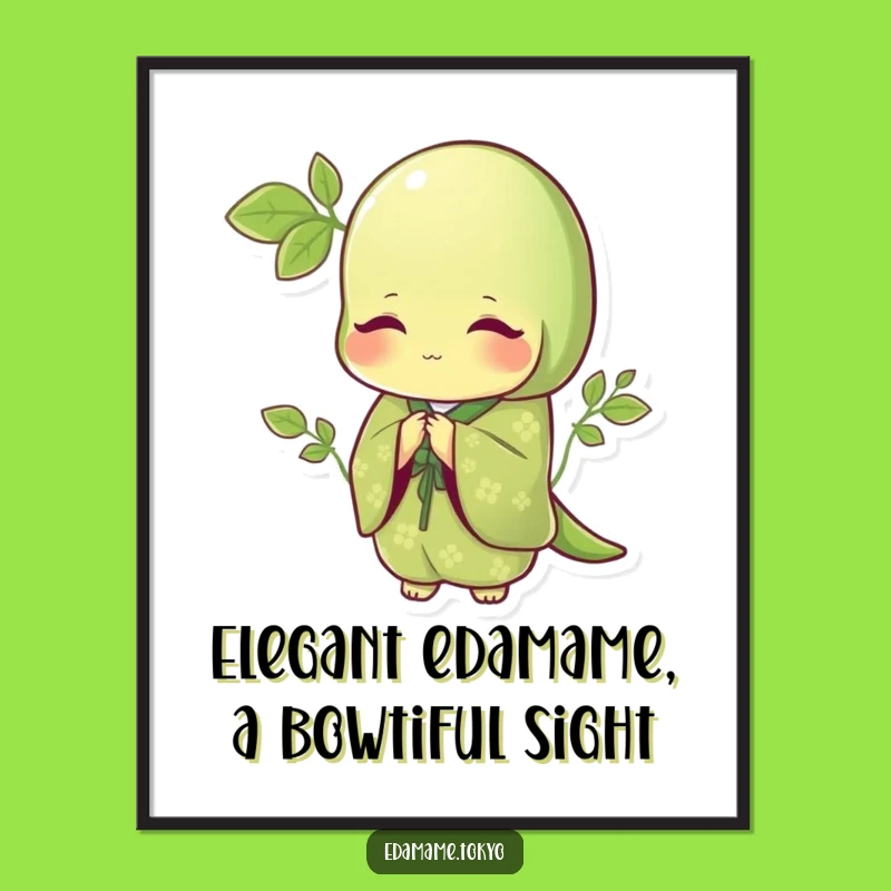 Funny Free Printable Wall Art: Bowing Edamame - Elegant Downloadable Decor