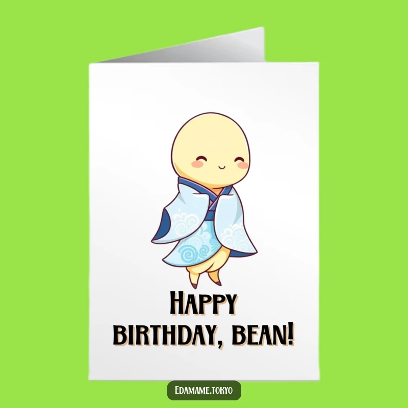 Free Printable Birthday Card: Swaying Edamame in Kimono for a Zen Celebration!