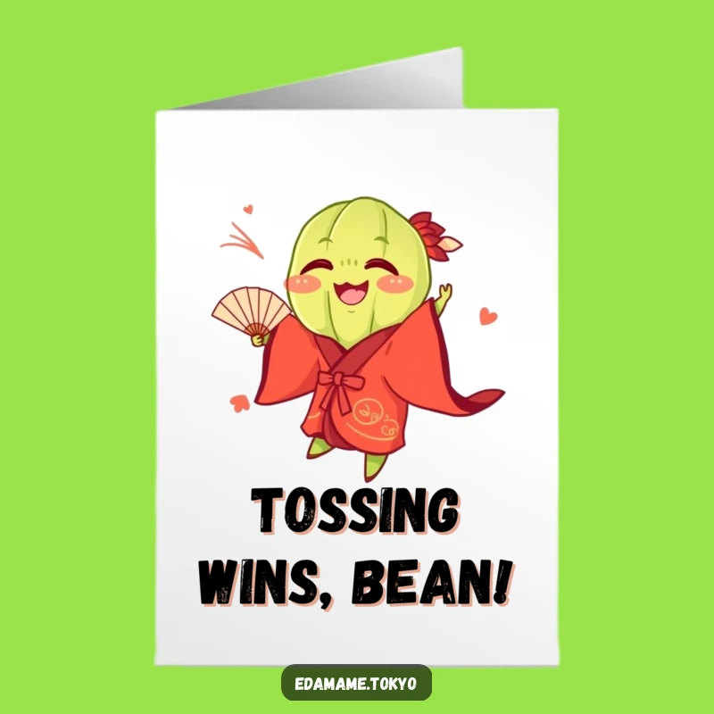 Free Printable Congrats Card: Edamame Fan Toss for Your Enthusiastic Win!
