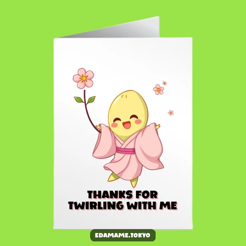 Free Printable Thank You Card: Funny Edamame Twirling - Heartfelt Downloadable Gift