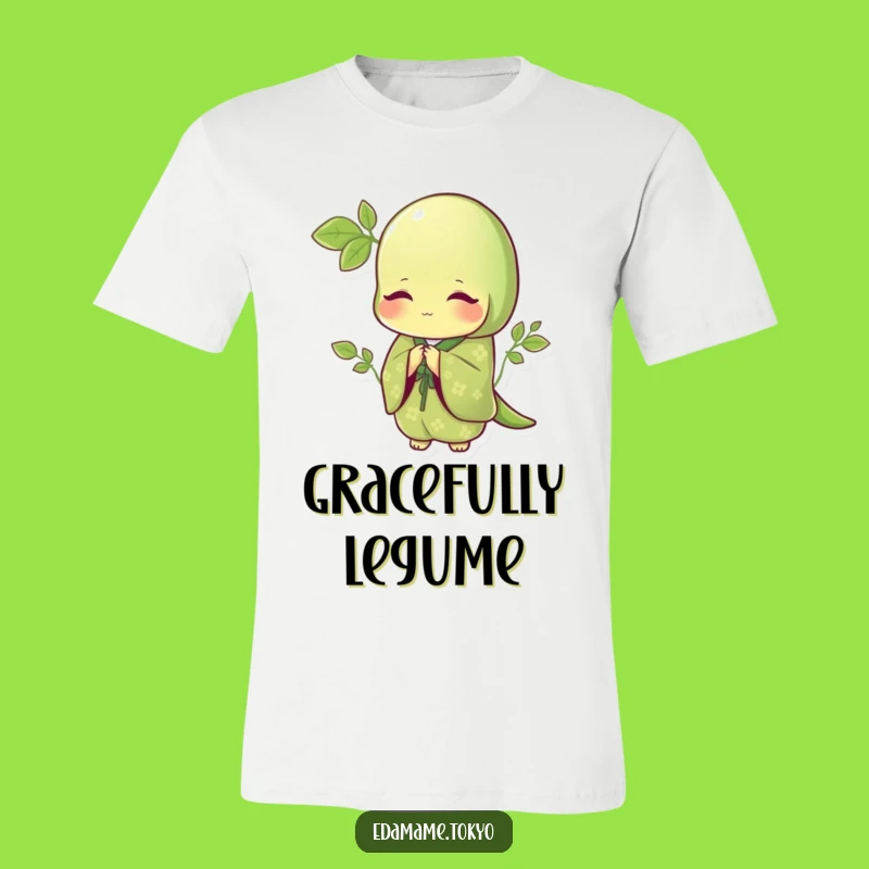 Funny Edamame Kimono T-Shirt: Elegant Green Bow Design, Perfect Polite Gift