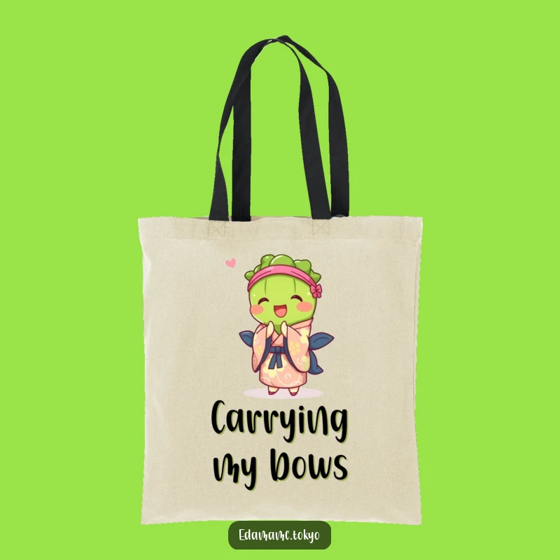 Funny Edamame Tote Bag: Vibrant Kimono Bow - Stylish Accessory