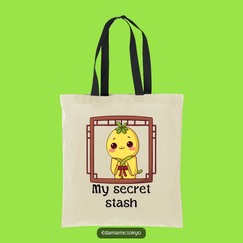 Funny Edamame Tote Bag: Yellow Kimono Peek, Playful & Practical Gift